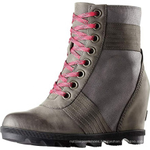 2019 Women's Wedge boot genuine leather A192-6 Waterproof Lace-Up Ankle winter Boot shoes